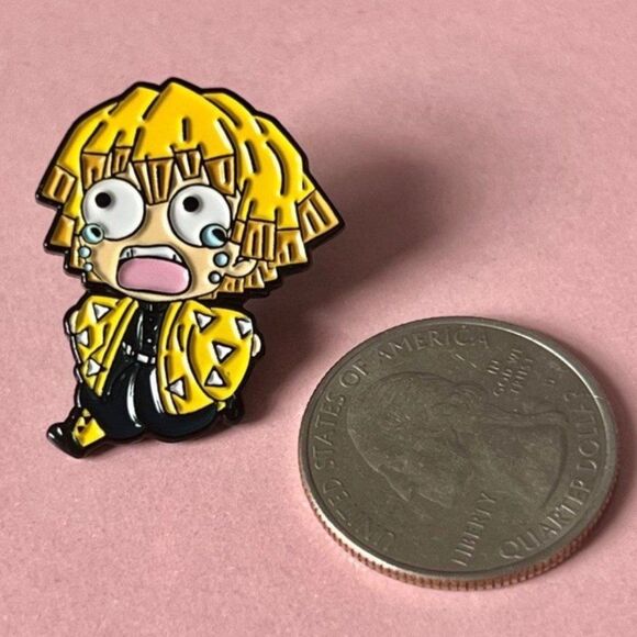 Demon Slayer Zenitsu Crying Enamel Pin - Picture 2 of 6
